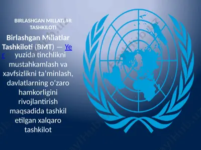 birlashgan millatlar tashkiloti (bmt) — PPTX