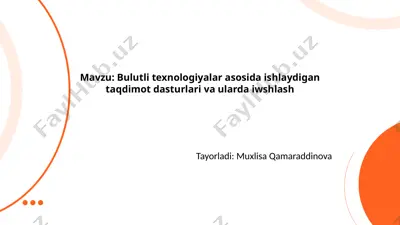 bulutli texnologiyalar asosida ishlaydigan taqdimot dasturlari va ularda iwshlash — PPTX