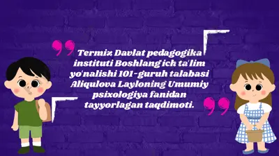 umumiy psixologiya fanidan tayyorlangan taqdimot — PPTX