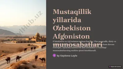 oʻzbekiston va afgʻoniston munosabatlari — PPTX