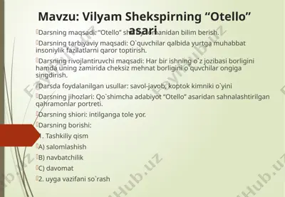 vilyam shekspirning “otello” asari — PPTX