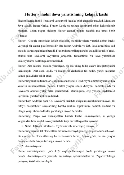 flutter - mobil ilova yaratishning kelajak kasbi — DOCX