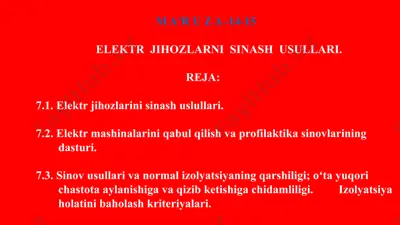 elektr jihozlarini sinash usullari — PPTX