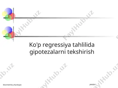 ko'p regressiya tahlilida gipotezalarni tekshirish — PPTX