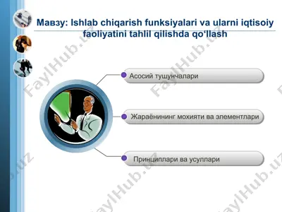 ishlabchiqarish funksiyalari va ularni iqtisodiy faoliyatini tahlil qilishda qo‘llash — PPTX