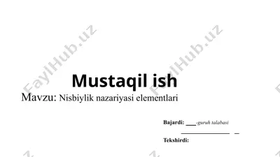 nisbiylik nazariyasi elementlari — PPTX