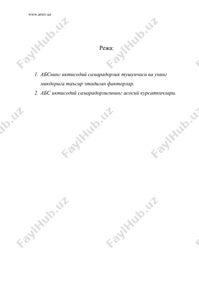 абс нинг иктисодий самарадорлиги — DOC