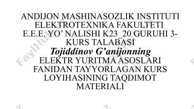 faza ro'torli asinxron dvigatel mexanizmi — PPTX