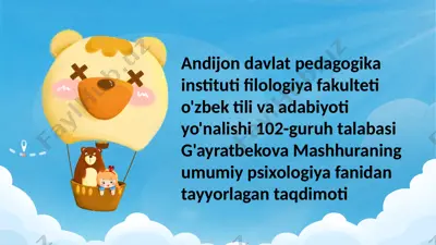 g'ayratbekova mashhurani umumiy psixologiya fanida tayyorlangan taqdimoti — PPTX