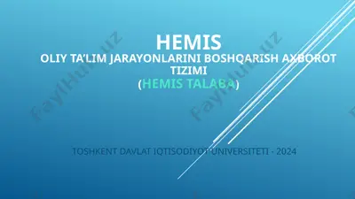 hemisoliy ta’lim jarayonlarini boshqarish axborot tizimi(hemisaxborottizimisturkturasi) — PPTX