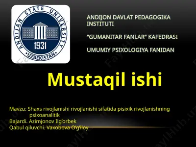 umumiy psixologiya fanidan mustaqil ishi — PPTX