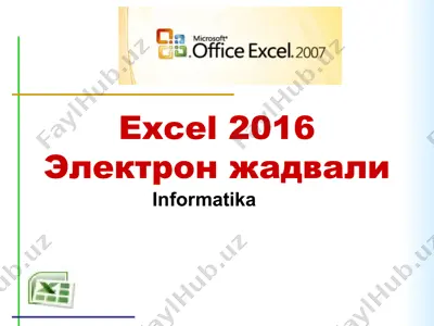 excel 2016 elektron jadvali — PPTX