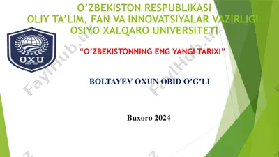 o’zbekistonning eng yangi tarixi — PPTX