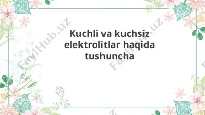 elektrolitlar — PPTX