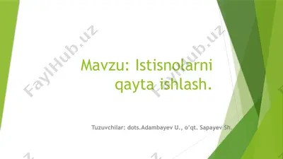 istisnolarni qayta ishlash — PPTX