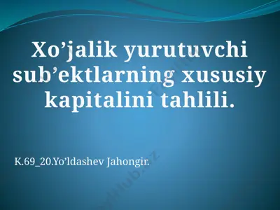 xo’jalik yurutuvi sub’ektlarining xususiy kapitalini tahlil qilish — PPTX