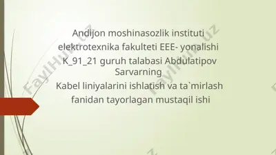 kabellarning klassifikatsiyasi — PPTX