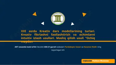 kreativ dars modellarining turlari — PPTX