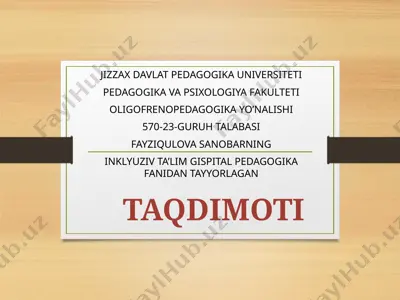 korreksionpedagogika fanidan tayyorlangan taqdimot — PPTX