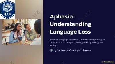 aphasia: understanding language loss — PPTX