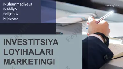 investitsiya loyihalari marketingi — PPTX