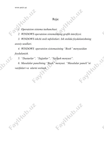 windows operatsion sistemasi — DOC