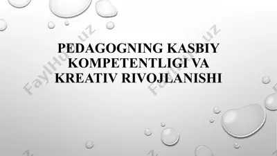 pedagogning kasbiy kompetentligi va kreativ rivojlanishi — PPTX