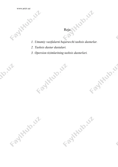 tashxis dasturlari — DOC
