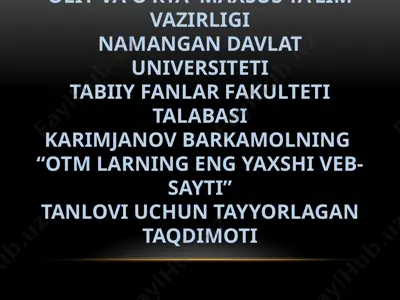 namdu.uz veb-sayti — PPTX