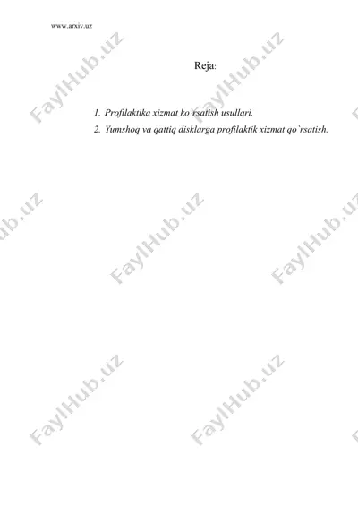profilaktik tadbirlar dasturi — DOC