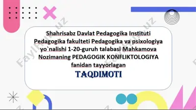 pedagogik konfliktologiya — PPTX