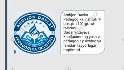 o‘smirlik davri psixologik rivojlanish xususiyatlari — PPTX