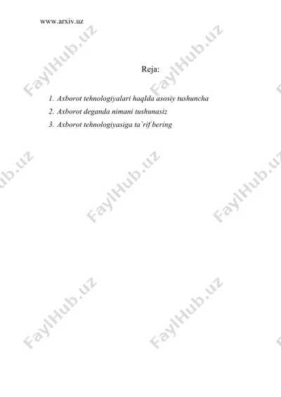 texnologiya tushunchasi. kompiyuter va axborot texnologiyalari haqida asosiy tushunchalar — DOC