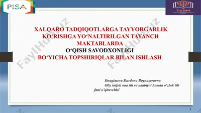 oliy ta'lim muassasalarida o'qish savodxonligi bo'yicha topshiriqlar bilan ishlash — PPTX