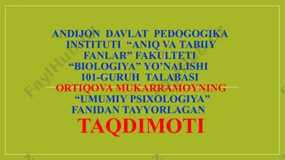 "umumiy psixologiya" — PPTX