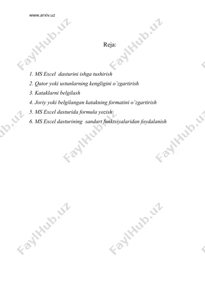 ms excеl dasturini ishga tushirish — DOC