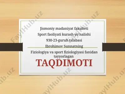 jismoniy madaniyat fakulteti sport faoliyati kurash yo'nalishi — PPTX