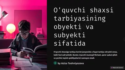 o'quvchi shaxsi tarbiyasi — PPTX