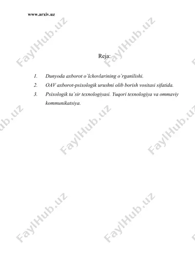 ommaviy axborot vositalari va axborot qarama-qarshiligi — DOC