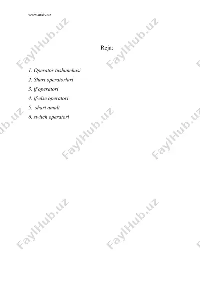 shart va tanlash operatorlari — DOC