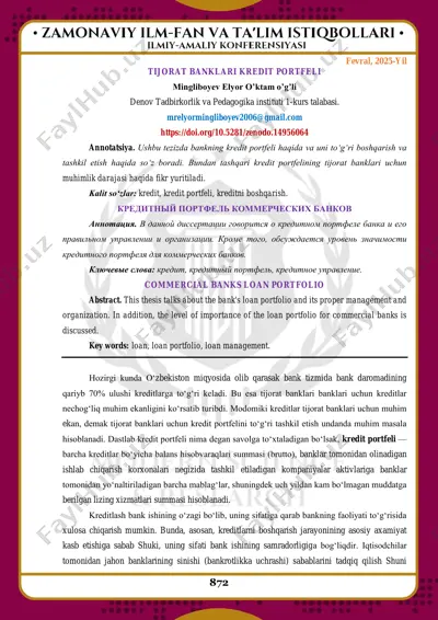 kredit portfeli [tezis] — PDF