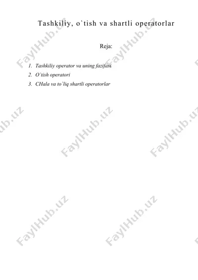tashkiliy, o`tish va shartli operatorlar — DOC