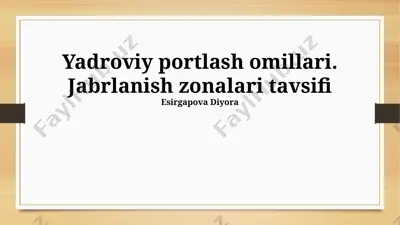 radioaktiv chang cho'kishi zonasini aniqlash — PPTX