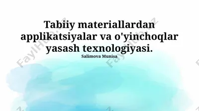 tabiiy materiallardan applikatsiyalar va o'yinchoqlar yasash texnologiyasi — PPTX