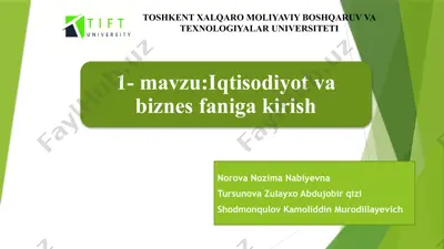 iqtisodiyot va biznes fanini o'rganish — PPTX