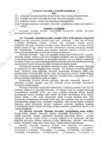 farovonlik va yuksalish psixologiyasi — PDF