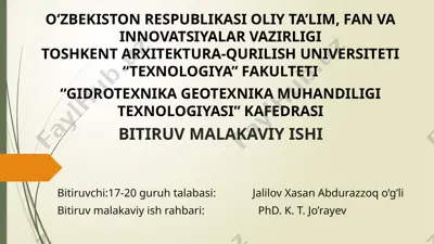 qorovul tepasi vomborini loyihalash — PPTX
