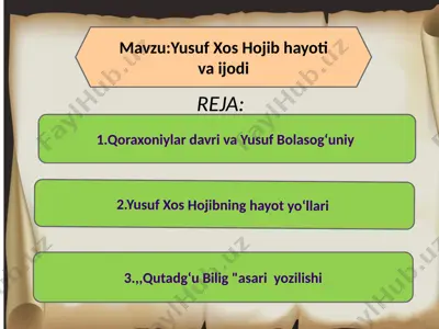 yusuf bolasog‘uniy hayoti — PPTX