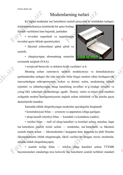 modеmlarning turlari — DOC