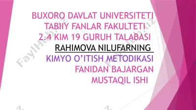 kimyo o'itish metodikasi — PPTX